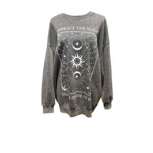 Rebellious One Juniors' Celestial Graphic-Print Sweatshirt Large Magic Zodiac